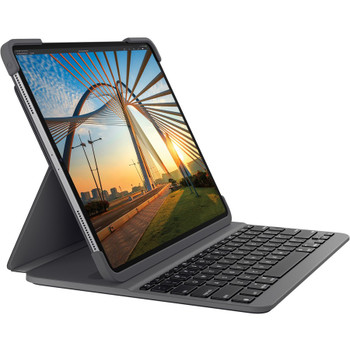Logitech Slim Folio Pro Keyboard/Cover Case (Folio) for 11" Apple iPad Pro, iPad Pro (2nd Generation) Tablet - Oxford Gray 920-009682
