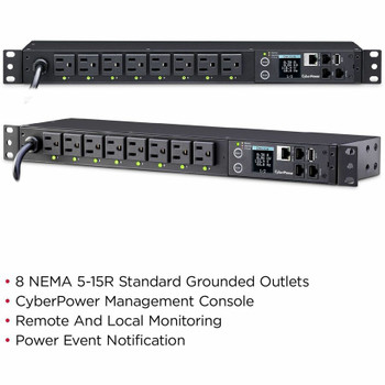 CyberPower PDU81001 100 - 120 VAC 15A Switched Metered-by-Outlet PDU PDU81001