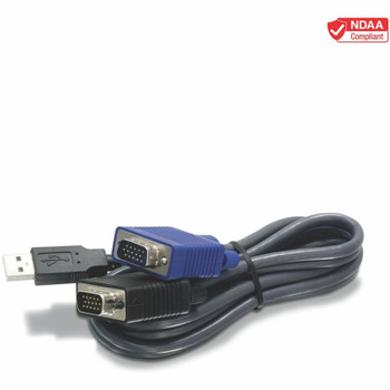 TRENDnet 2-in-1 USB VGA KVM Cable, 1.83m (6 Feet), VGA-SVGA HDB 15-Pin Male to Male, USB 1.1 Type A, Connect Computers with VGA And USB Ports, USB Keyboard-Mouse Cable & Monitor Cable, Black, TK-CU06 TK-CU06