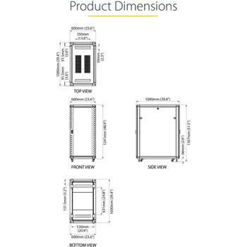 StarTech.com 4-Post 25U Server Rack Cabinet, 19" Data Rack Cabinet for Computer / IT Equipment, Home Network Rack, Half Height Server Rack RK2536BKF