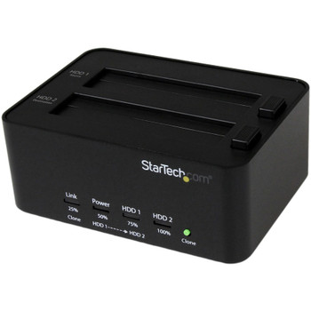 StarTech.com Dual Bay Hard Drive Duplicator and Eraser, External HDD/SSD Cloner / Copier / Wiper Tool, USB 3.0 to SATA Docking Station SATDOCK2REU3