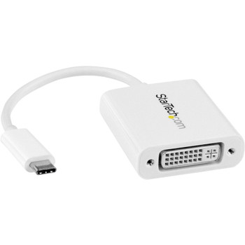 StarTech.com USB C to DVI Adapter - White - Thunderbolt 3 Compatible - 1920x1200 - USB-C to DVI Adapter for USB-C devices such as your 2018 iPad Pro - DVI-I Converter CDP2DVIW