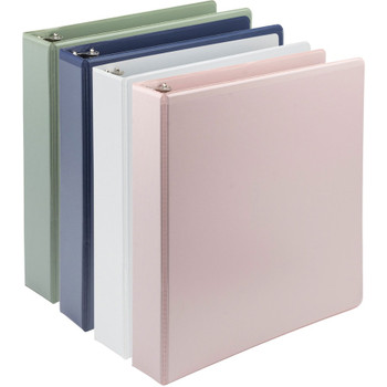 Samsill Plant-Based Durable 1.5 Inch 3 Ring Binders, Made in the USA, Fashion Clear View Binders, Up to 25% Plant-Based Plastic, Assorted, 4 Pack (MP46959) MP46959