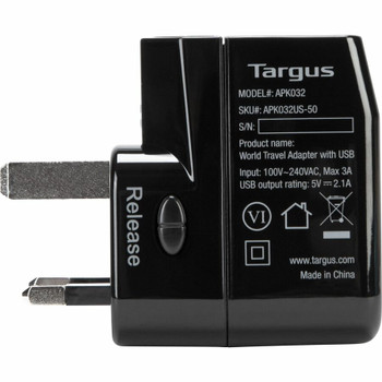 Targus World Travel Power Adapter with Dual USB Charging Ports APK032US