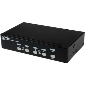 StarTech.com 4 Port DVI + USB KVM Switch with Audio - KVM switch - USB 2.0 Hub - 2 ports - 1 local user - 1U SV431DVIUA