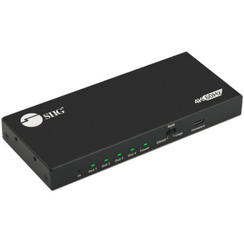 SIIG 4 Port HDMI 2.0 4K 60Hz HDR Splitter with EDID and Downscaling Feature CE-H26C11-S1