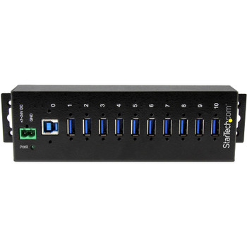 StarTech.com 10 Port Industrial USB 3.0 Hub - ESD and Surge Protection - DIN Rail or Surface-Mountable Metal Housing ST1030USBM