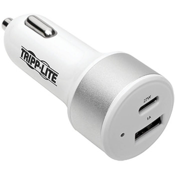 Tripp Lite by Eaton Dual-Port USB Car Charger with PD Charging - USB Type C (27W) & USB Type A (5V 1A/5W), UL 2089 U280-C02-C1A1