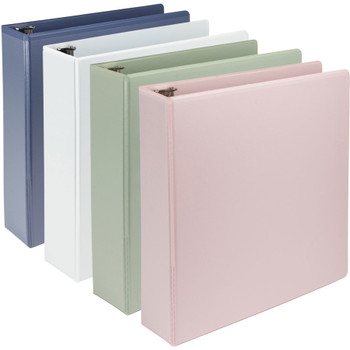 Samsill Plant-Based Durable 2 Inch 3 Ring Binders, Made in the USA, Fashion Clear View Binders, Up to 25% Plant-Based Plastic, Assorted, 4 Pack (MP46969) MP46969