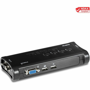 TRENDnet 4-Port USB KVM Switch Kit, VGA And USB Connections, 2048 x 1536 Resolution, Cabling Included, Control Up To 4 Computers, Compliant With Window, Linux, and Mac OS, TK-407K TK-407K