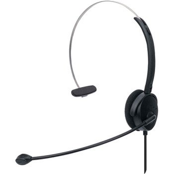Manhattan Mono On-Ear Headset (USB), Microphone Boom (padded), Retail Box Packaging, Adjustable Headband, In-Line Volume Control, Ear Cushion, USB-A for both sound and mic use, cable 1.5m, Three Year Warranty 179867
