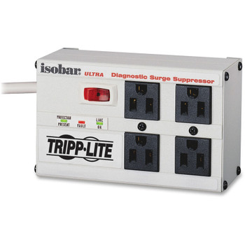 Tripp Lite by Eaton Isobar 4-Outlet Surge Protector, 6 ft. Cord with Right-Angle Plug, 3330 Joules, Diagnostic LEDs, Metal Housing ISOBAR4ULTRA