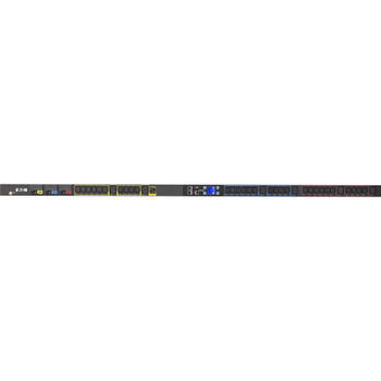 Eaton Metered Input rack PDU, 0U, L21-30P input, 8.64 kW max, 120/208V, 24A, 10 ft cord, Three-phase, Outlets: (1) 5-20R, (30) C13 Outlet grip, (6) C19 Outlet grip EMI310-10