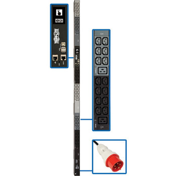 Tripp Lite by Eaton 11.5kW 208-240V 3PH Monitored PDU - LX Interface, Gigabit, 48 Outlets, IEC 309 16/20A Red 360-415V Input, LCD, 1.8 m Cord, 0U 1.8 m Height, TAA PDU3XEVN6G20