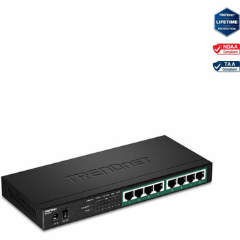 TRENDnet 8-Port Gigabit PoE+ Switch, 120W PoE Power Budget, 16Gbps Switching Capacity, IEEE 802.1p QoS, DSCP Pass-Through Support, Fanless, Wall Mountable, Lifetime Protection, Black, TPE-TG84 TPE-TG84