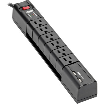 Tripp Lite by Eaton Protect It! Surge Protector with 6 Rotatable Outlets, 8 ft. (2.43 m) Cord, 1080 Joules, 2xUSB Charging ports (3.4A) TLP608RUSBB