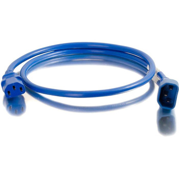 C2G 2ft Computer Power Extension Cord C14 to C13 - 14AWG 15A 250V - Blue 17528