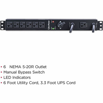 CyberPower MBP20A6 120 VAC 20A Maintenance Bypass PDU MBP20A6