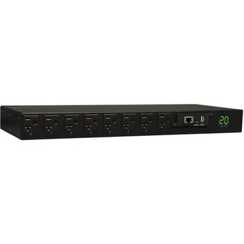 Tripp Lite by Eaton 1.9kW Single-Phase Switched PDU - LX Interface, 120V Outlets (16 5-15/20R), L5-20P/5-20P Input, 12 ft. (3.66 m) Cord, 1U Rack-Mount, TAA PDUMH20NET