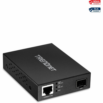TRENDnet Gigabit Poe Pd SFP Fiber Media Converter; Poe Powered 100/1000Base-T to SFP Fiber Media Converter; Compact Design; TFC-PGSFP TFC-PGSFP