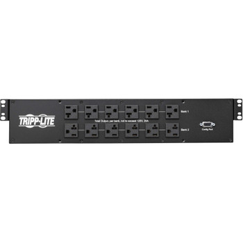 Tripp Lite by Eaton 2.9kW 120V Single-Phase ATS/Monitored PDU - 24 5-15/20R & 1 L5-30R Outlets, Dual L5-30P Inputs, 10 ft. Cords, 2U, TAA PDUMNH30AT2