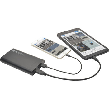 Tripp Lite by Eaton Portable Charger - 2x USB-A, 12,000mAh Power Bank, Lithium-Ion, LED Flashlight, Black UPB-12K0-2U