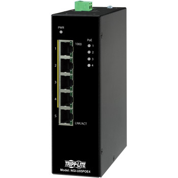 Tripp Lite by Eaton 5-Port Unmanaged Industrial Gigabit Ethernet Switch - 10/100/1000 Mbps, PoE+ 30W, -10�&deg; to 60�&deg;C, DIN Mount - TAA Compliant NGI-U05POE4