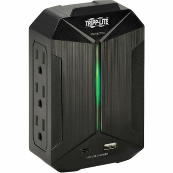 Tripp Lite by Eaton Protect It! 6-Outlet Surge Protector - 5-15R Outlets, 2 USB Ports, 5-15P Direct Plug-In, 490 Joules, Black SK62USBC