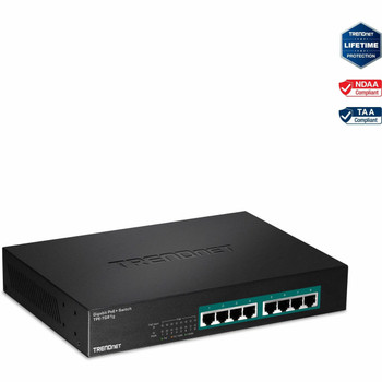 TRENDnet 8-Port Gigabit GREENnet PoE+ Switch; TPE-TG81g; 8 x Gigabit PoE+ Ports; Rack Mountable; Up to 30 W Per Port with 110 W Total Power Budget; Ethernet Network Switch; Metal; Lifetime Protection TPE-TG81g