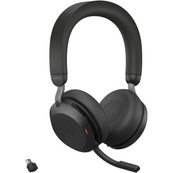 Jabra Evolve2 75 Wireless On-ear Stereo Headset - USB-C - Unified Communication - Black - Binaural - Ear-cup - 3000 cm - Bluetooth - 20 Hz to 20 kHz - MEMS Technology Microphone - Noise Cancelling 27599-989-899