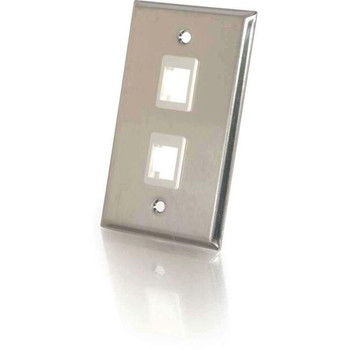 C2G 2-Port Single Gang Multimedia Keystone Wall Plate - Stainless Steel 37094