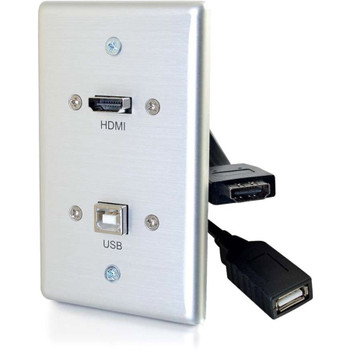 C2G HMDI and USB B Pass Through Wall Plate - Single Gang 39874