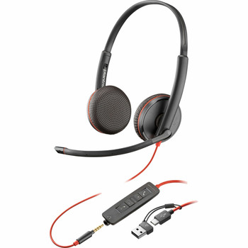 Poly Blackwire 3225 Stereo USB-C Headset + 3.5mm Plug + USB-C/A Adapter (Bulk) 8X229A6