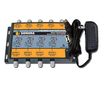 Sonora LAL204a-T 4 LNB Auto-Gain DBS/ATSC Amplifier with Power Supply Sonora LAL204a-T 4 LNB Auto-Gain DBS/ATSC Amplifier with Power Supply