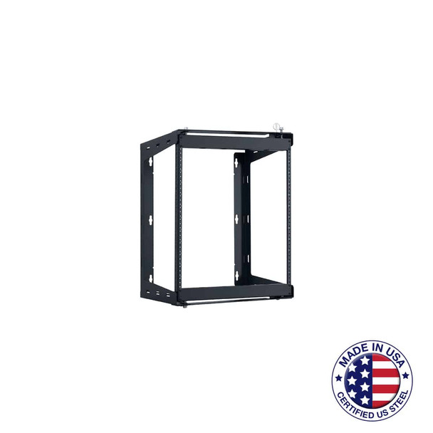 LOWELL MANUFACTURING SR-1218 Rack-Swing Gate-12u, 18in Deep, 1pr Fixed Rails, Blk SR-1218