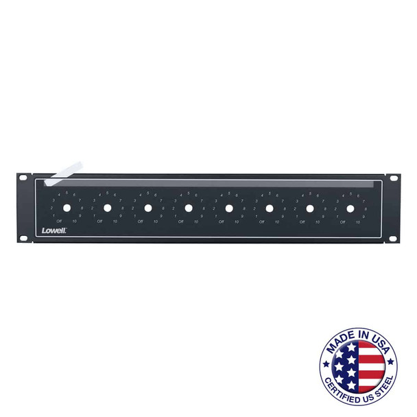 LOWELL MANUFACTURING LVC8P-ID-2 Rack Panel For Volume Controls-2u, Blk LVC8P-ID-2