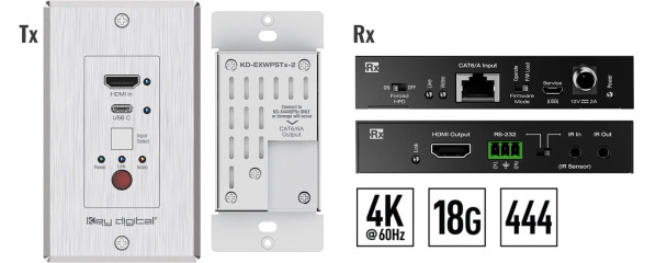 KEY DIGITAL KD-XWPS HDMI USB-C over 50m CAT6 Wall Plate Extender Set KD-XWPS