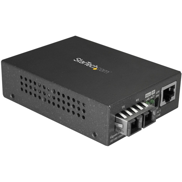 StarTech.com Multimode SC Fiber Ethernet Media Converter - 1000BASE-SX Gigabit Fiber Optic to Copper Bridge - 10/100/1000 Network - 550m MCMGBSCMM055