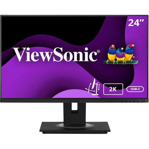 ViewSonic VG2455-2K 24 Inch IPS 1440p Monitor with USB C 3.1, HDMI, DisplayPort and 40 Degree Tilt Ergonomics for Home and Office VG2455-2K