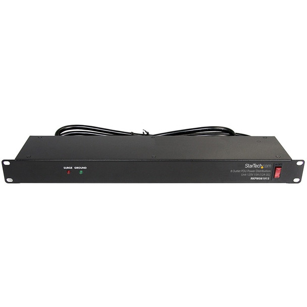 StarTech.com Rackmount PDU with 8 Outlets with Surge Protection - 19in Power Distribution Unit - 1U RKPW081915