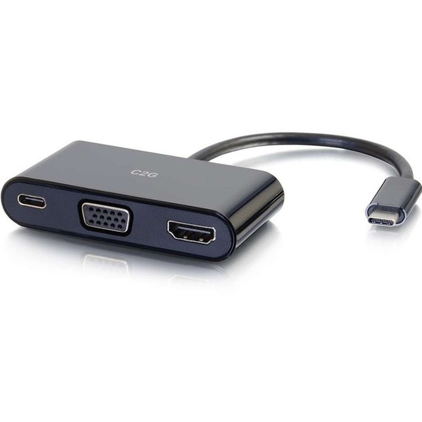 C2G USB C to HDMI and VGA Multiport Adapter with Power Delivery 26884