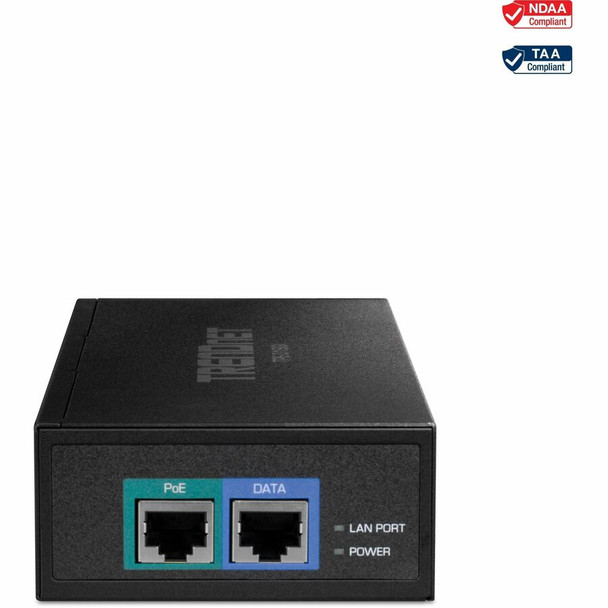 TRENDnet 10G PoE++ Injector, Supplies PoE (15.4W), PoE+ (30W), or PoE++ (90W), Converts a Non-PoE Port To A PoE ++ 10G port, Metal Housing, Black, TPE-319GI TPE-319GI