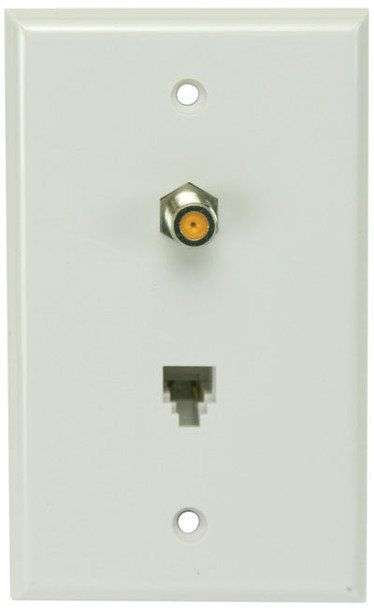 Perfect Vision WPSWPWSC-05 White Wall Plate with Single 3GHz F-81 and Phone Jack