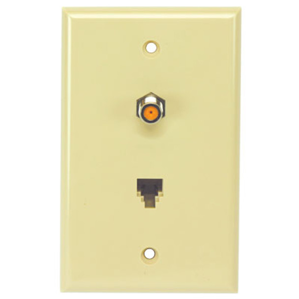 Perfect Vision WPSWPISC-05 Ivory Wall Plate with Single 3GHz F-81 and Phone Jack