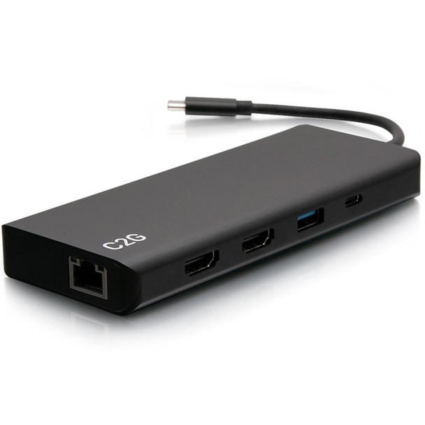 C2G USB C Docking Station - Dual Monitor Docking Station with 4K HDMI, USB, Ethernet, and AUX - Power Delivery up to 60W C2G54488