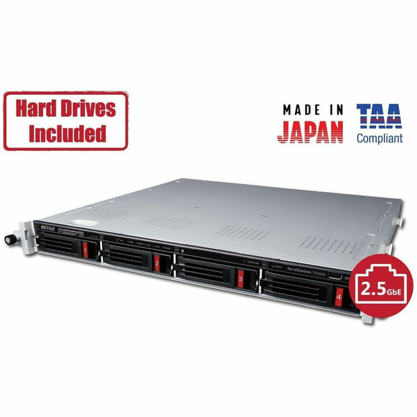 BUFFALO TeraStation 3420 4-Bay SMB 8TB (4x2TB) Rackmount NAS Storage w/ Hard Drives Included TS3420RN0804