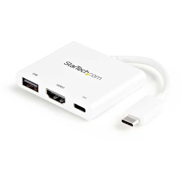 StarTech.com USB C Multiport Adapter with HDMI 4K & 1x USB 3.0 - PD - Mac & Windows - White USB Type C All in One Video Adapter CDP2HDUACPW