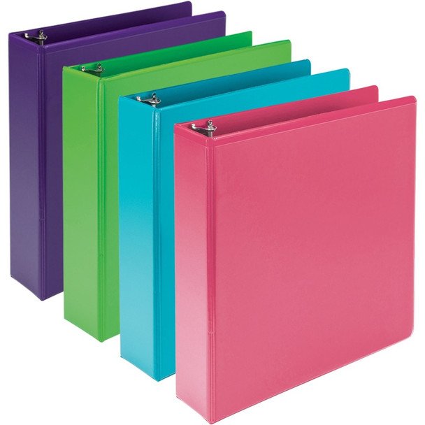 Samsill Plant-Based Durable 2 Inch 3 Ring Binders, Made in the USA, Fashion Clear View Binders, Up to 25% Plant-Based Plastic, Assorted 4 Pack (MP48669) MP48669