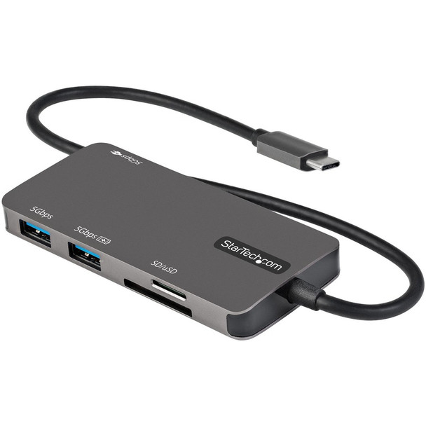 StarTech.com USB C Multiport Adapter, USB-C to 4K HDMI, 100W PD Pass-through, SD/MicroSD, 3xUSB 3.0, USB Type-C Mini Dock, 12" Long Cable DKT30CHSDPD