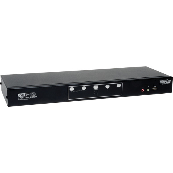 Tripp Lite by Eaton 4-Port Dual Monitor DVI KVM Switch with Audio and USB 2.0 Hub, Cables included B004-2DUA4-K